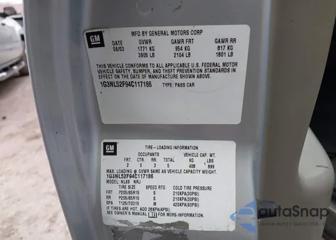 2004 Oldsmobile Alero Gl1 из США, поврежденный, VIN 1G3NL52F94C117186